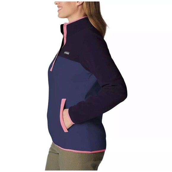 Columbia Ladies' Snap Fleece Pullover, Nocturnal Dark/Camellia Rose, S - Picture 2 of 4